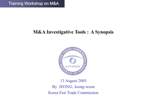 M&amp;A Investigative Tools : A Synopsis 13 August 2005