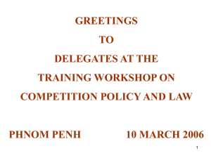GREETINGS TO DELEGATES AT THE TRAINING WORKSHOP ON