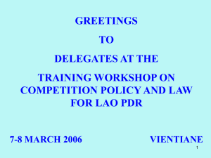 GREETINGS TO DELEGATES AT THE TRAINING WORKSHOP ON