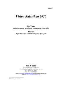 Vision Rajasthan 2020 The Vision Mission