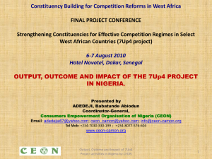 Constituency Building for Competition Reforms in West Africa FINAL PROJECT CONFERENCE