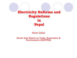 Electricity Reforms and Regulations in Nepal