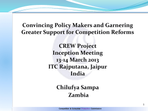 Convincing Policy Makers and Garnering Greater Support for Competition Reforms CREW Project