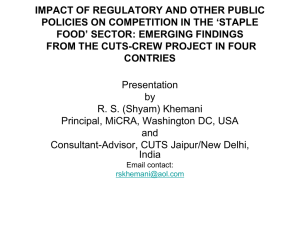 IMPACT OF REGULATORY AND OTHER PUBLIC FOOD’ SECTOR: EMERGING FINDINGS