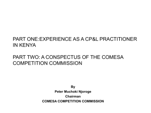 PART ONE:EXPERIENCE AS A CP&amp;L PRACTITIONER IN KENYA COMPETITION COMMISSION