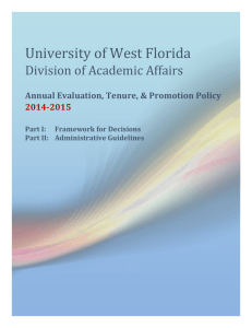 University of West Florida  Annual Evaluation, Tenure, &amp; Promotion Policy 2014-2015