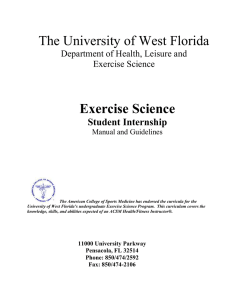 The University of West Florida Exercise Science Student Internship