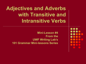 Adjectives and Adverbs with Transitive and Intransitive Verbs Mini-Lesson #4