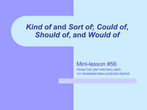 Kind of Should of Mini-lesson #56 FROM THE UWF WRITING LAB’S