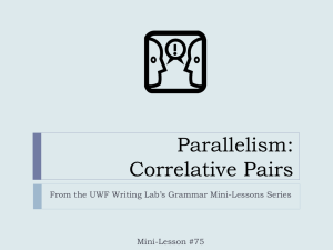 Parallelism: Correlative Pairs From the UWF Writing Lab’s Grammar Mini-Lessons Series Mini-Lesson #75