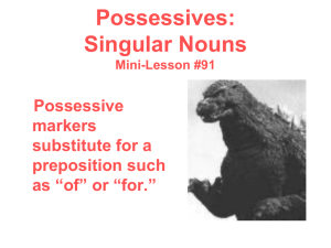 Possessives: Singular Nouns Possessive markers