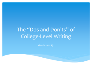 The “Dos and Don’ts” of College-Level Writing Mini-Lesson #31