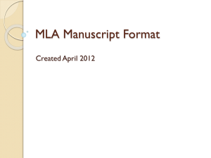 MLA Manuscript Format Created April 2012