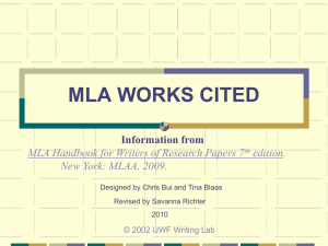 MLA WORKS CITED Information from edition.