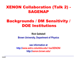 XENON Collaboration (Talk 2) - SAGENAP Backgrounds / DM Sensitivity / DOE Institutions
