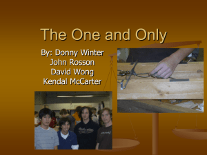 The One and Only By: Donny Winter John Rosson David Wong