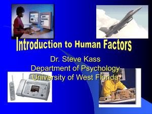 Dr. Steve Kass Department of Psychology University of West Florida