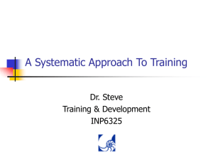 A Systematic Approach To Training Dr. Steve Training &amp; Development INP6325