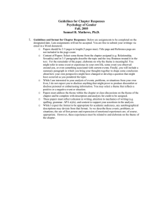 Guidelines for Chapter Responses Psychology of Gender Fall, 2005 Samuel R. Mathews, Ph.D.