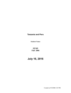 July 16, 2016  Tanzania and Peru EF105