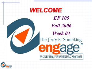 WELCOME EF 105 Fall 2006 Week 04
