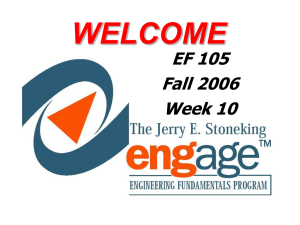 WELCOME EF 105 Fall 2006 Week 10