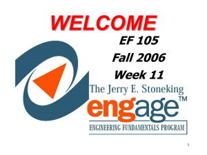 WELCOME EF 105 Fall 2006 Week 11