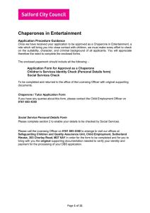 Chaperones in Entertainment  Application Procedure Guidance