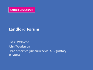 Landlord Forum Chairs Welcome John Wooderson Head of Service (Urban Renewal &amp; Regulatory