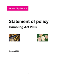 Statement of policy Gambling Act 2005