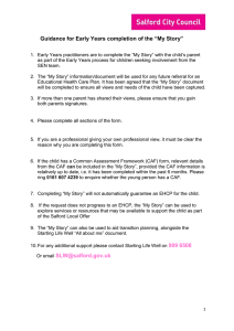 “My Story” Guidance for Early Years completion of the