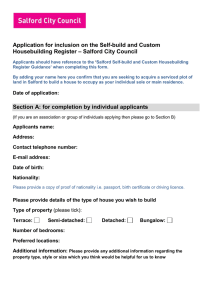 Application for inclusion on the Self-build and Custom Housebuilding Register