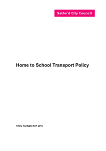 Home to School Transport Policy FINAL AGREED MAY 2012