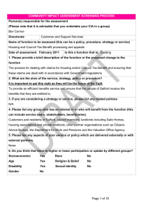 COMMUNITY IMPACT ASSESSMENT SCREENING PROCESS Person(s) responsible for the assessment