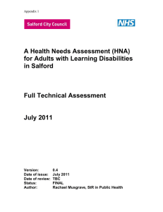 A Health Needs Assessment (HNA) for Adults with Learning Disabilities in Salford