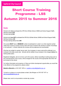 Short Course Training Programme - LSS Autumn 2015 to Summer 2016 Costs