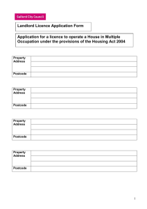 Landlord Licence Application Form