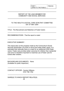 REPORT OF THE LEAD MEMBER FOR COMMUNITY AND SOCIAL SERVICES