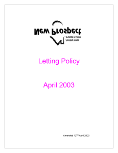 Letting Policy  April 2003 Amended 12