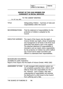 REPORT OF THE LEAD MEMBER FOR COMMUNITY &amp; SOCIAL SERVICES