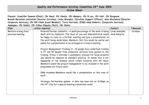 Quality and Performance Scrutiny Committee 23 June 2003 Action Sheet