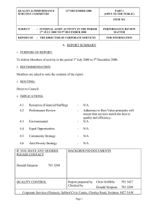QUALITY &amp; PERFORMANCE 11 DECEMBER 2000 PART 1
