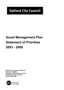 Asset Management Plan Statement of Priorities 2003 - 2006