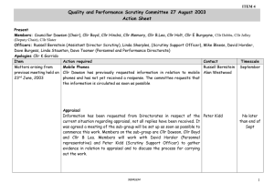 Quality and Performance Scrutiny Committee 27 August 2003 Action Sheet