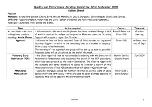 Quality and Performance Scrutiny Committee 22nd September 2003 Action Sheet