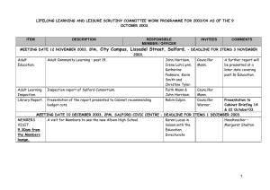 LIFELONG LEARNING AND LEISURE SCRUTINY COMMITTEE WORK PROGRAMME FOR 2003/04... OCTOBER 2003.  ITEM