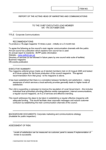 ITEM NO. REPORT OF THE ACTING HEAD OF MARKETING AND COMMUNICATIONS