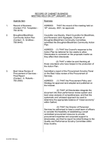 RECORD OF CABINET BUSINESS MEETING HELD ON 23 JANUARY, 2001