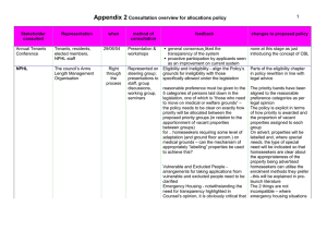 Appendix 2 Consultation overview for allocations policy 1