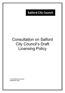Consultation on Salford City Council’s Draft Licensing Policy